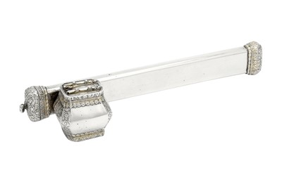 Lot 610 - A LARGE OTTOMAN SILVER SCRIBE'S PEN BOX (DIVIT) WITH THE TUGHRA OF MAHMUD II (R. 1808 - 1839)
