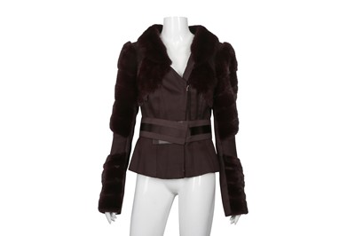 Lot 65 - Gucci Aubergine Mink Trim Belted  Jacket  - Size 44