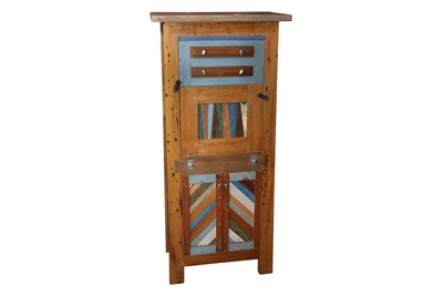 Lot 494A - KATHERINE FERNIE OF MANCHESTER, A CONTEMPORARY OAK AND RECLAIMED WOOD TALL CABINET