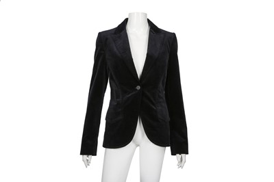Lot 130 - Gucci Navy Velvet Single Breasted Blazer - Size 42
