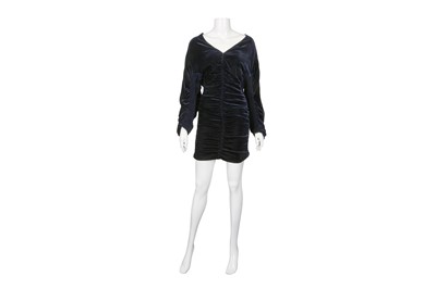 Lot 131 - Stella McCartney Navy Velvet Ruched Dress - Size 44