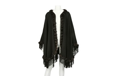 Lot 409 - Fendi Black Cashmere Fur Trim Poncho