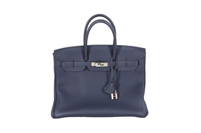 Lot 119 - Hermes Blue Nuit Verso Poppy Togo Birkin 35