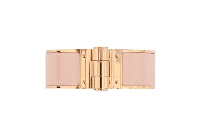 Lot 25 - Hermes Rose Charniere Enamel Large  Bracelet - Size S