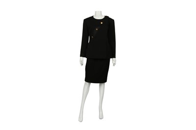 Lot 326 - Chanel Black Wool Asymmetric Skirt Suit