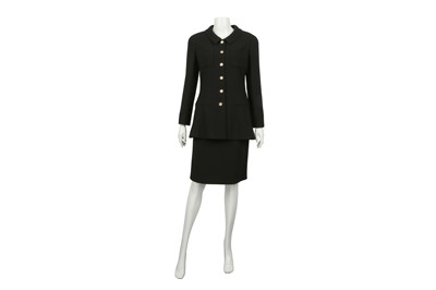 Lot 325 - Chanel Black Crepe Peplum Skirt Suit - Size 40