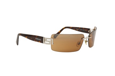 Lot 282 - Versace Brown Rimless Logo Sunglasses