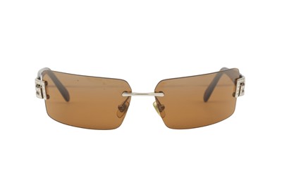 Lot 220 - Versace Brown Rimless Logo Sunglasses