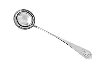Lot 278 - A late 18th / early 19th century American silver soup ladle, New York circa 1800 by John Vernon (1755-1845 active from 1786)