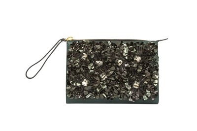 Lot 140 - Marni Green Flower Embellished Oversized Clutch