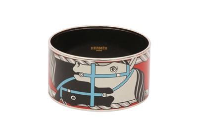 Lot 490 - Hermes Horse Motif Enamel Wide Bangle