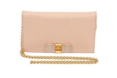 Lot 14 - Ferragamo Vara Bow Blush Pink Wallet On Chain