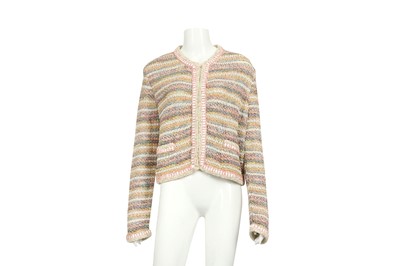 Lot 17 - Chanel Multi Cotton Crew Neck Cardigan - Size 46
