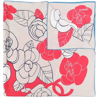 Lot 35 - Chanel CC Camellia Silk Print Scarf