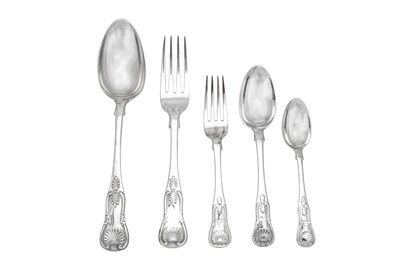 Lot 284 - An assembled George IV to Victorian Scottish sterling silver table service of flatware or canteen