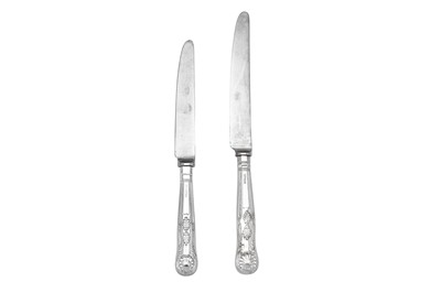 Lot 283 - An Elizabeth II set of sterling silver handled table knives and side knives, Sheffield 1981 by William Bush and Son