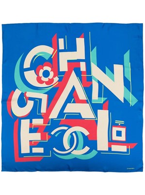 Lot 118 - Chanel Geometric Logo Silk Print Scarf