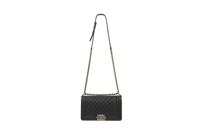 Lot 123 - Chanel Navy Blue Matte Caviar Medium Boy Bag