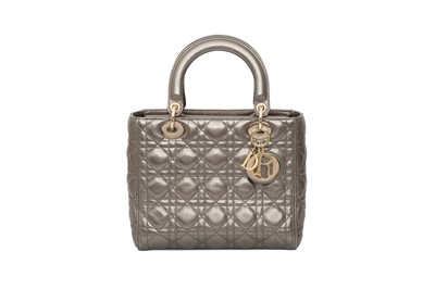 Lot 79 - Christian Dior Metallic Grey Medium Lady Dior Bag
