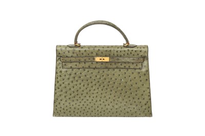 Lot 146 - Hermes Vert Olive Ostrich Kelly Sellier 35
