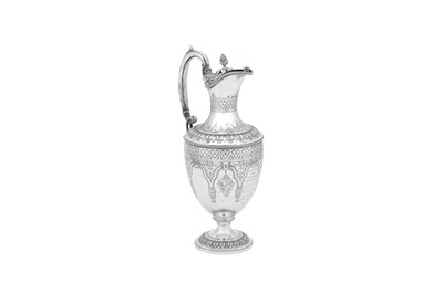 Lot 416 - A Victorian sterling silver wine ewer, London 1873 by Martin, Hall and Co