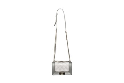 Lot 446 - Chanel Metallic Grey Vinyl Small Boy Bag