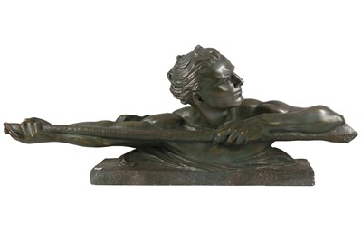 Lot 36 - A LARGE PATINATED PLASTER FIGURE OF A MAN, EARLY 20TH CENTURY