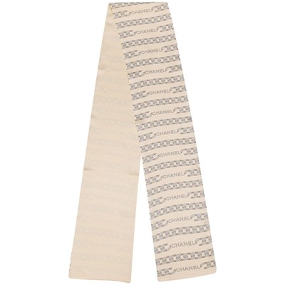 Lot 274 - Chanel Chain Print Long Silk Scarf