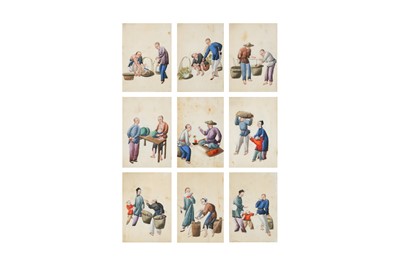 Lot 371 - AN ALBUM OF CHINESE PITH PAPER PAINTINGS.