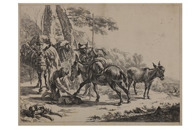 Lot 213 - JOHANNES VISSCHER (DUTCH 1633/4 - 1712) AFTER NICHOLAES BERCHEM (HAARLEM 1620 - 1683 AMSTERDAM)