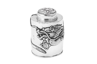 Lot 129 - An early 20th century Japanese silver tea caddy, Yokohama circa 1900