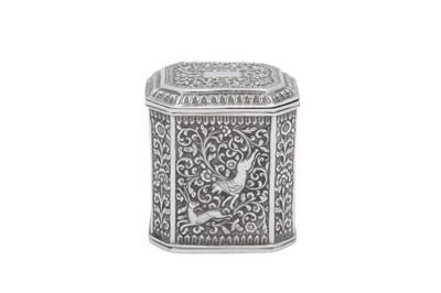 Lot 79 - A late 19th century Anglo - Indian unmarked silver box or tea caddy, Cutch circa 1890