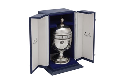 Lot 353 - A cased Elizabeth II sterling silver Prince of Wales and Princess Diana commemorative clock or timepiece, London 1981 by Mappin and Webb