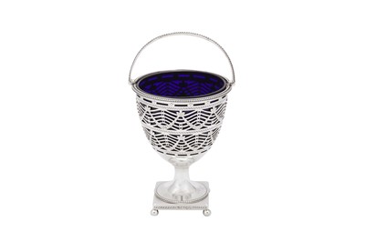Lot 432 - A George III sterling silver sugar basket, London 1777 by Thomas Daniell (reg. 16th April 1774)