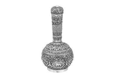 Lot 100 - A mid-20th century Bhutanese silver bottle, probably Thimphu circa 1960