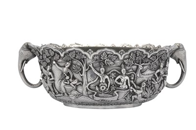 Lot 86 - A mid-20th century Thai unmarked silver jardinière, Chiang Mai circa 1960