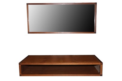 Lot 62 - A DANISH TEAK WALL MIRROR AND A DANISH TEAK FLOATING TELEPHONE TABLE