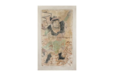 Lot 673 - A CHINESE FRESCO OF ZHONGKUI.