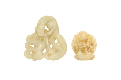 Lot 177 - TWO CHINESE PALE CELADON JADE CARVINGS.