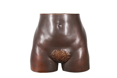 Lot 1175 - A LIMITED EDITION BRONZED CERAMIC BISCUIT JAR, 1980