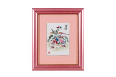 Lot 1109 - FOUR CHINESE PORCELAIN PLAQUES WITH EROTIC SCENES