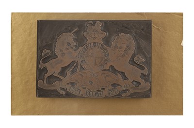 Lot 76 - ROYAL COAT OF ARMS PRINTING BLOCK