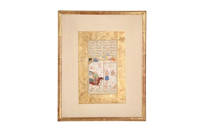 Lot 483 - AN ILLUMINATED LOOSE FOLIO FROM FIRDOWSI'S SHAHNAMA: THE KINGDOM OF ASHKANIA