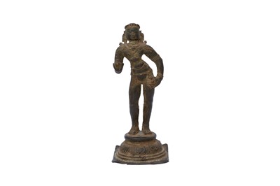 Lot 268 - A BRONZE FIGURE OF A STANDING APSARA OR SOUTH INDIAN SAINT