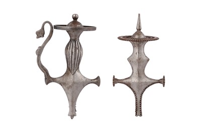 Lot 528 - TWO INDIAN STEEL TULWAR SWORD HILTS