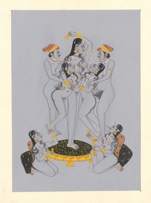 Lot 1044 - AN INDIAN EROTIC SCENE