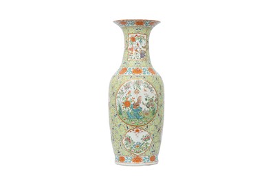 Lot 116 - A LARGE CHINESE FAMILLE ROSE  GREEN-GROUND VASE.