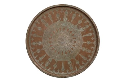 Lot 399 - A LATE 19TH CENTURY LARGE ENGRAVED COPPER CIRCULAR TRAY