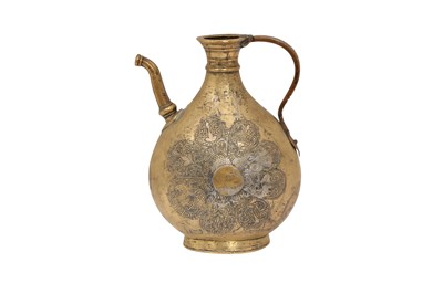 Lot 572 - A SILVER-INLAID DROP-SHAPED WINE EWER (AFTABA)