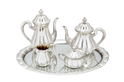 Lot 231 - An early 20th century German 800 standard silver tea and coffee service on tray, Berlin circa 1930 by Adolf Kander (active 1882-1939)
